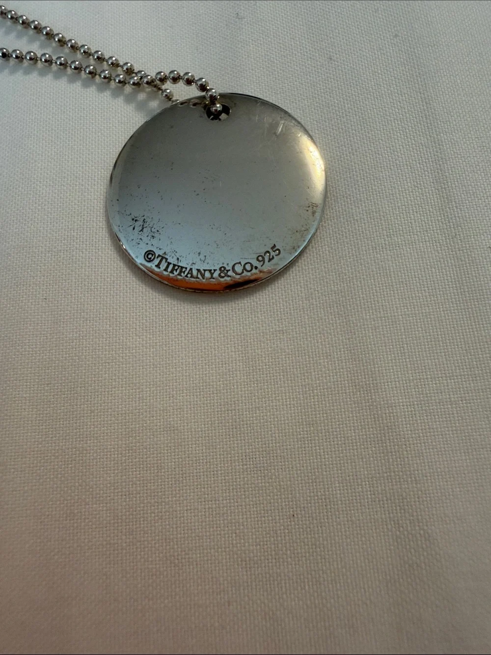 Tiffany and Co Sterling Silver Round Initial Pendant Necklace - Letter A